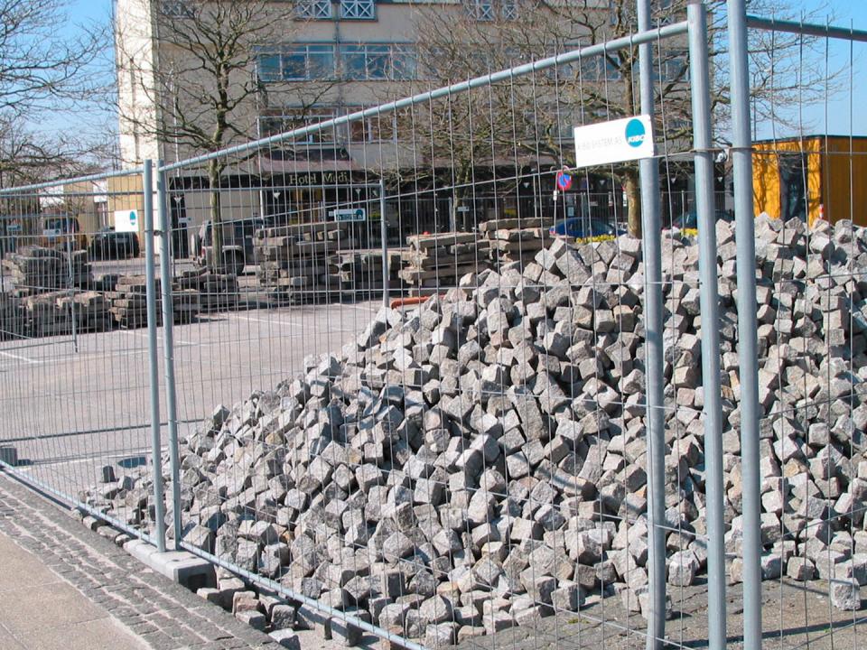 Mobilhegn ved byggeplads